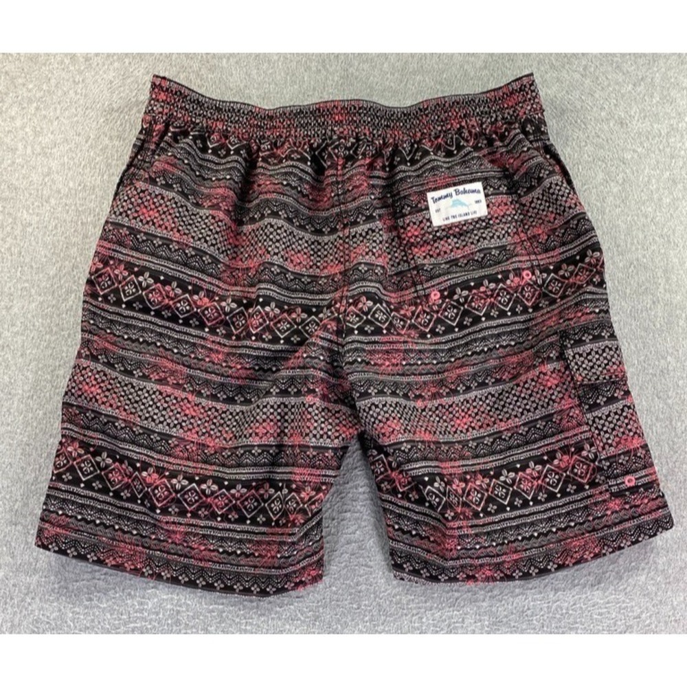 Tommy Bahama Swim Trunks Men's L Tropical Pink Black Lined Swim Surf Beach - Picture 2 of 13